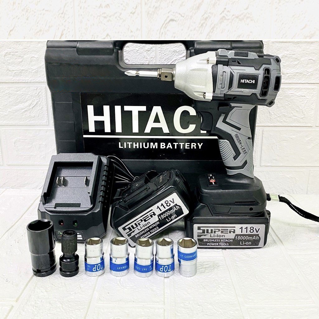 Máy Siết Bulong HITACHI 118V SUPER Hàng Loại 1 - Tặng kèm 5 đầu khẩu + 1 Đầu Chuyển Vít