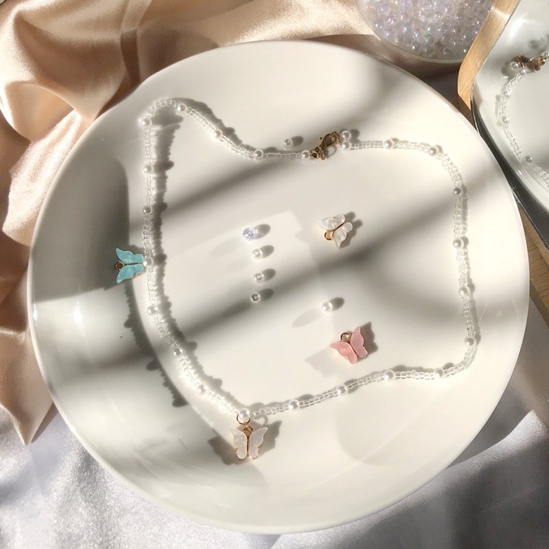 Dây chuyền hạt cườm mặt Butterfly 🦋 3 màu sang trọng đơn giản phong cách Hàn Quốc