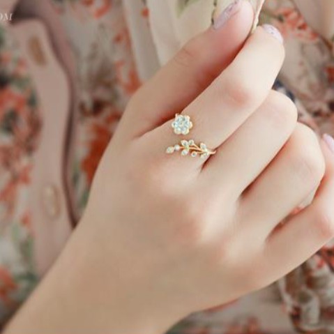 Nhẫn thời trang nữ NH06 hình hoa lá đính đá tuyệt đẹp