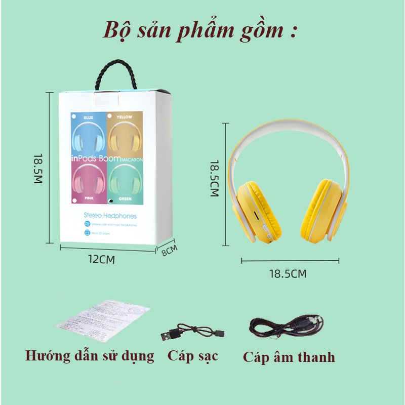 Tai Nghe Bluetooth Chụp Tai Không Dây Có Mic B39 Headphone Bluetooth Dễ Thương Âm Thanh Nổi Hifi Bass Mạnh Mẽ