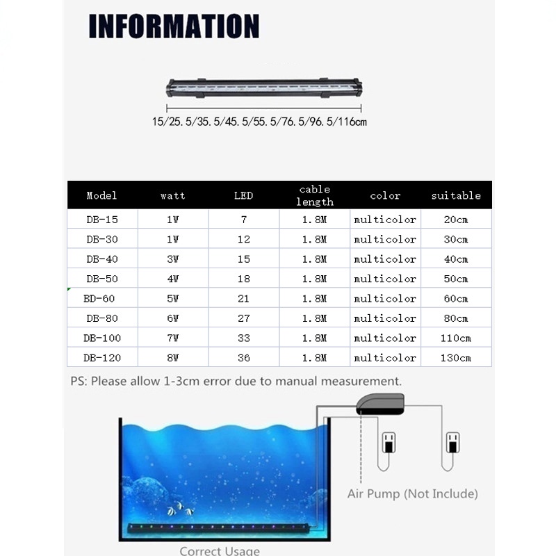 Đèn LED Chìm 116Cm 5050 RGB Chống Nước Trang Trí Bể Cá