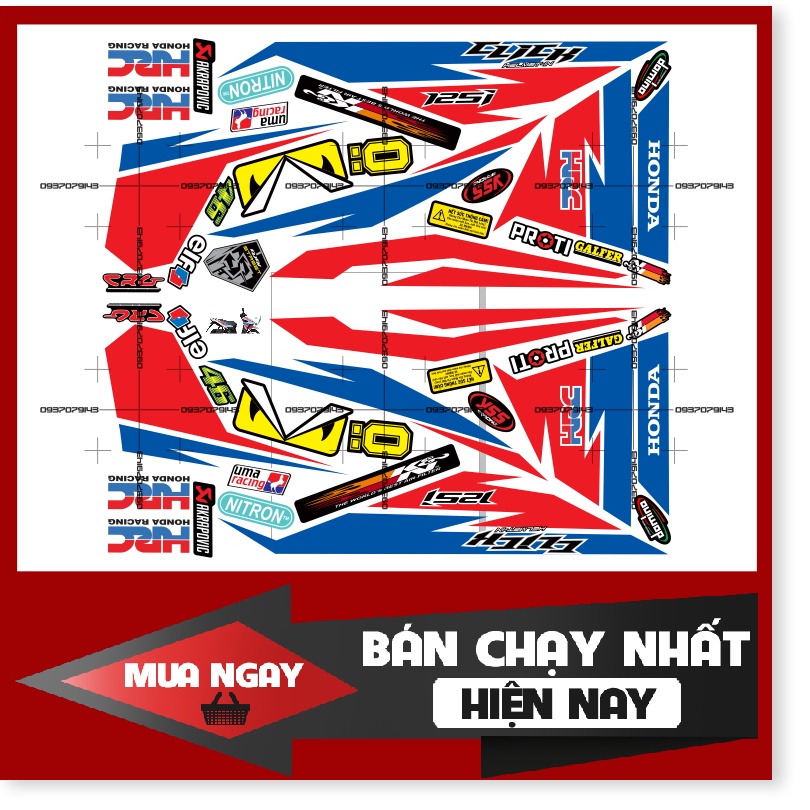 ( Quí khách vui lòng mang ra tiệm cho thợ dán ) Tem Click 125 2017 HRC trắng