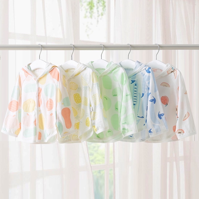 Áo khoác hè thu cotton thông hơi cho bé 0-5T mặc chống nắng hoặc trời se lạnh