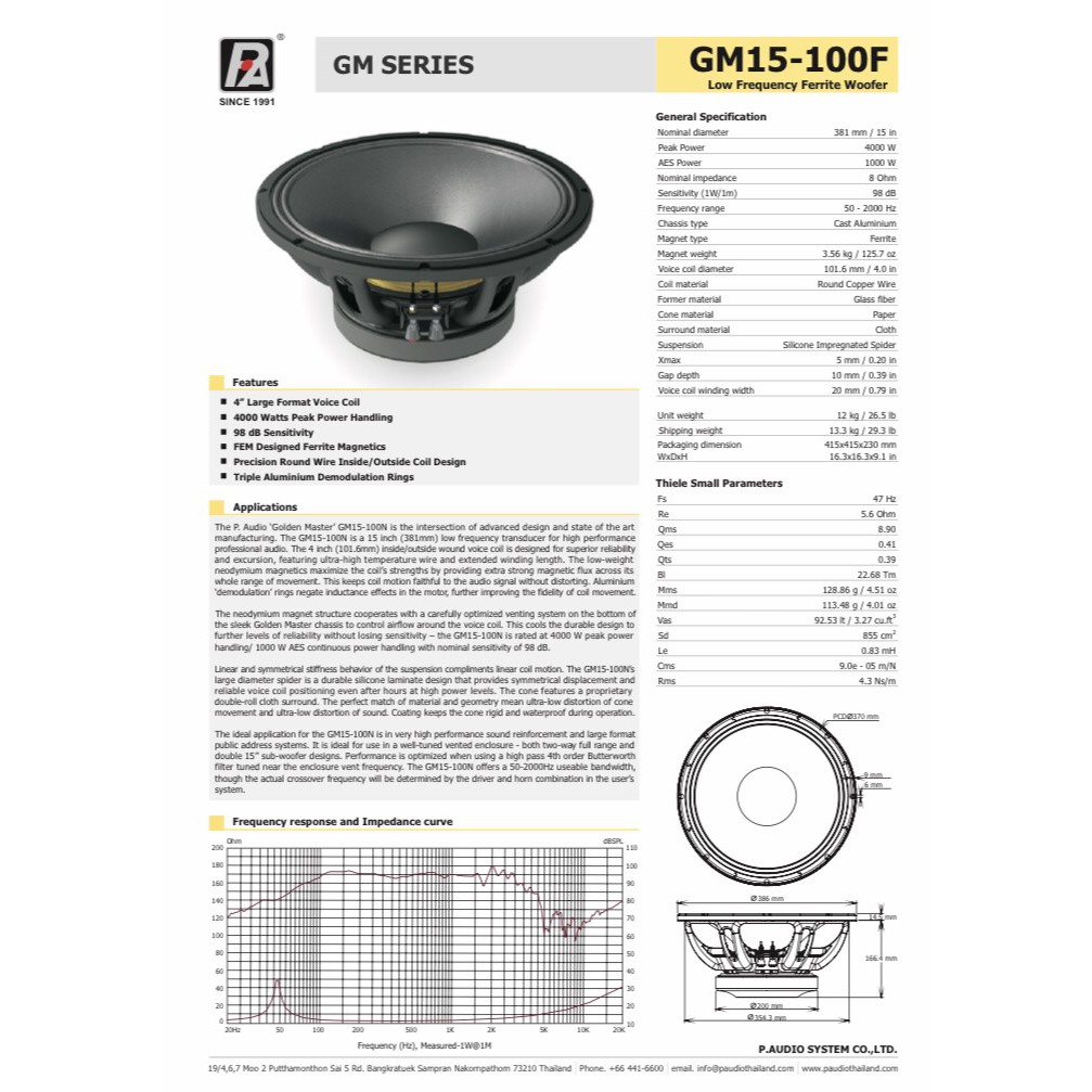 Loa rời P.audio GM 15-100F - Hàng chính hãng