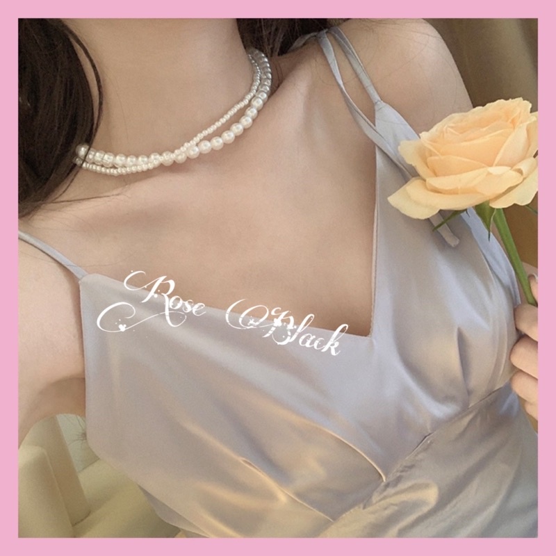 choker 2 line hạt giả ngọc vintage mã JL-989