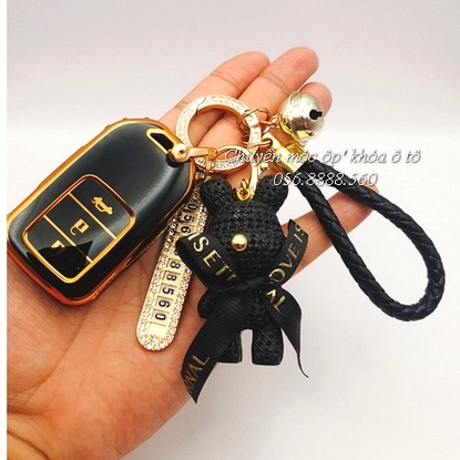Ốp chìa khoá Honda City Civic CRV Brio Jazz HRV TPU 3 nút đính đá nhân tạo cao cấp sang trọng
