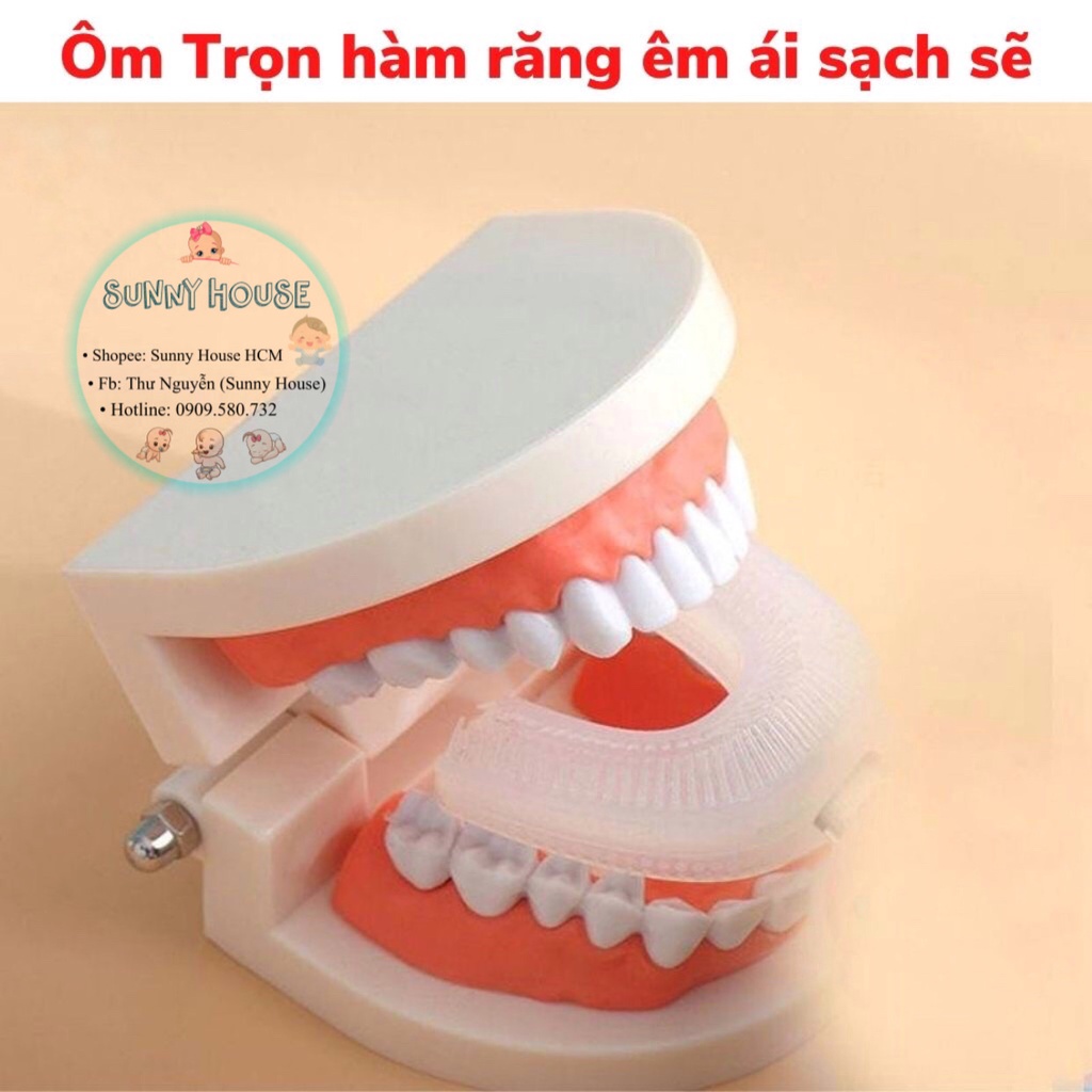 Bàn chải đánh răng silicon chữ U thông minh cho bé từ 2 - 6 tuổi