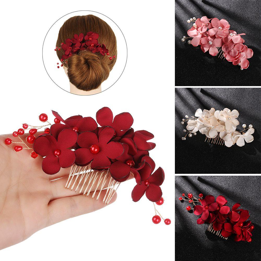 Lược Cài Tóc Cô Dâu Màu Đỏ / Hồng / Sâm Panh Lãng Mạn