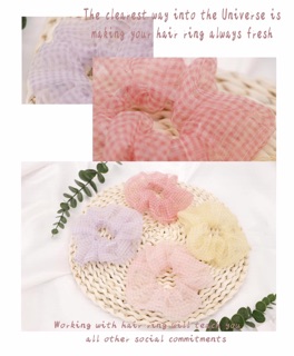 🥕Chun cột tóc Scrunchies voan lưới mỏng
