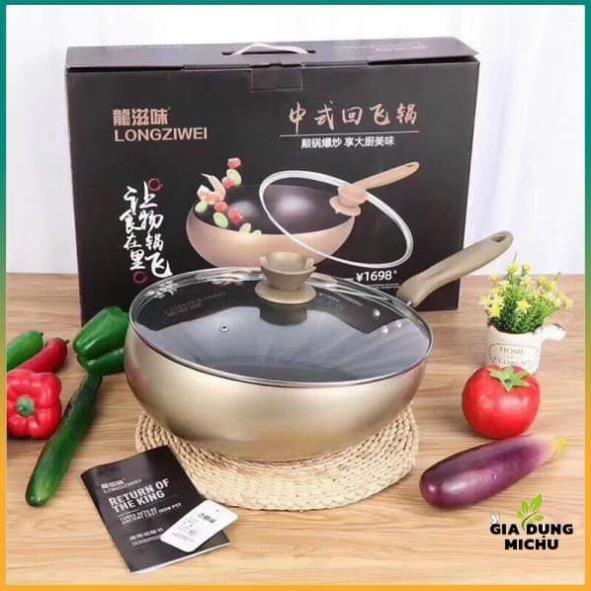 (giá sỉ) CHẢO BẦU CHỐNG DÍNH, CHẢO SÂU LÒNG VUNG KÍNH ĐÁY TỪ HÀN QUỐC SIÊU ĐẸP - sz 32cm