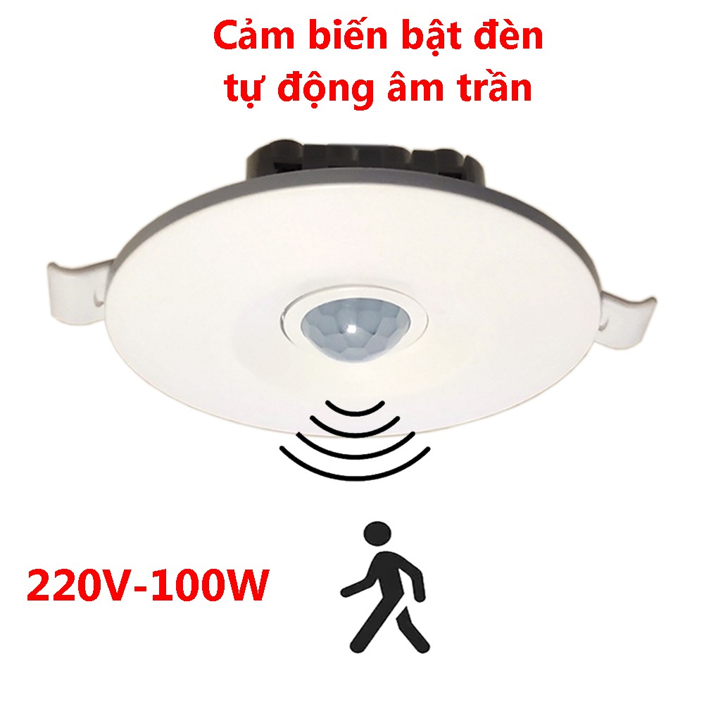 Công tắc cảm biến hồng ngoại chuyển động 220V 100W âm trần bật tắt đèn tự động cảm biến ánh sáng điều chỉnh độ nhạy