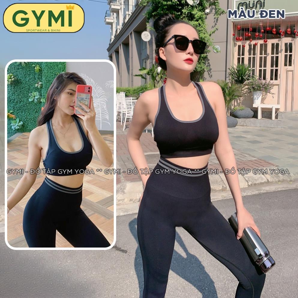 ib Set bộ quần áo tập gym yoga nữ GYMI SET08 gồm áo bra thể thao và quần legging chun mông chất dệt kim co giãn