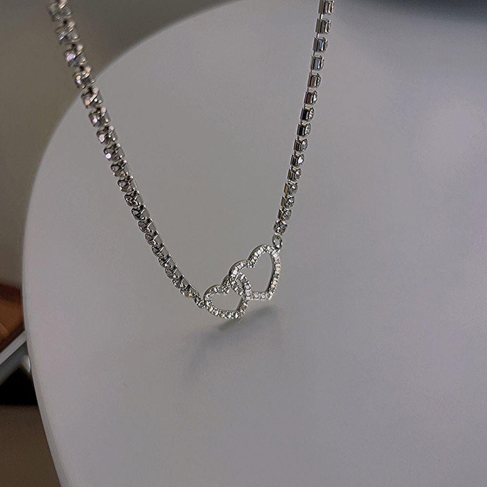 Vòng cổ Choker Mặt Trái Tim Đôi Nhiều Màu Sắc Phong Cách Hàn Quốc Cổ Điển Thời Trang Cho Nữ
