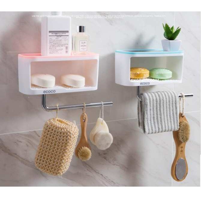 Kệ xà phòng ecoco có móc treo khăn