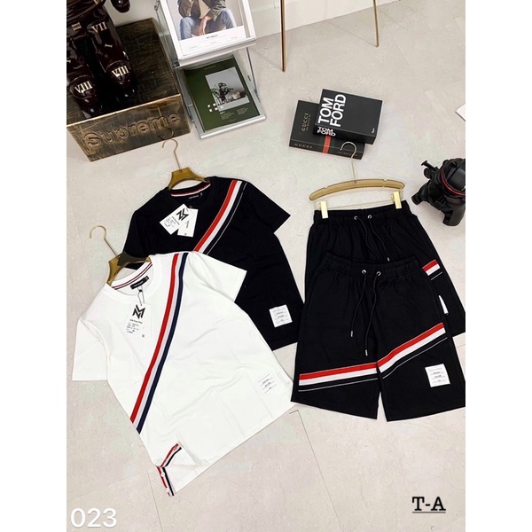 bộ nam , bộ thom brown kẻ sọc đỏ trắng
