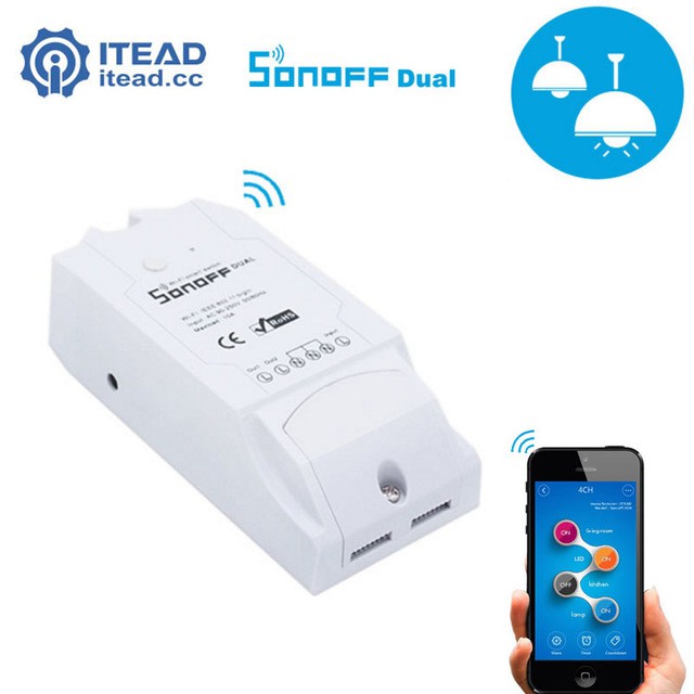 SONOFF DUAL, công tắc WIFI điều khiển 2 KÊNH, điều khiển từ xa thông minh