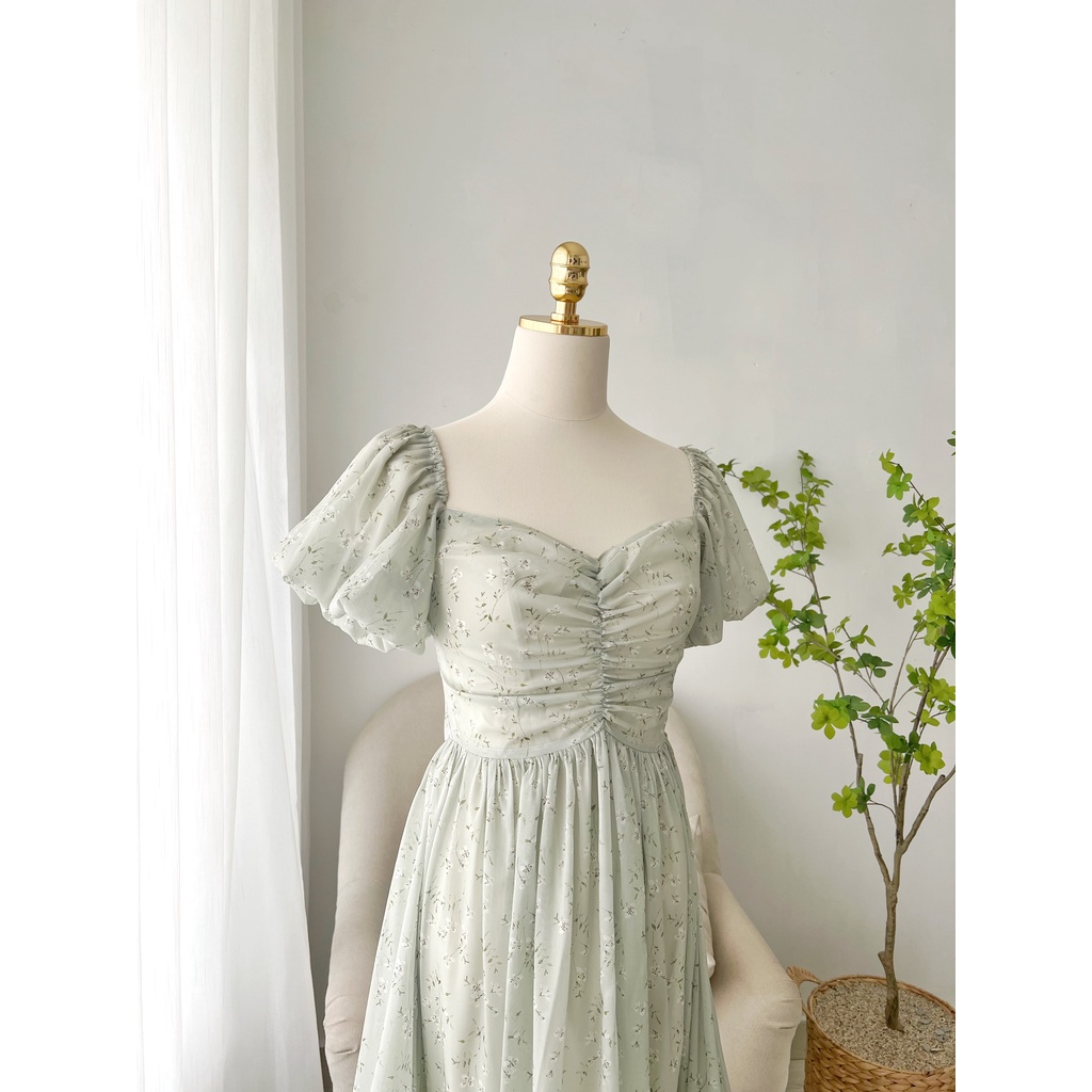TIELA Đầm váy hoa tay bí nhún ngực - Jessica Dress