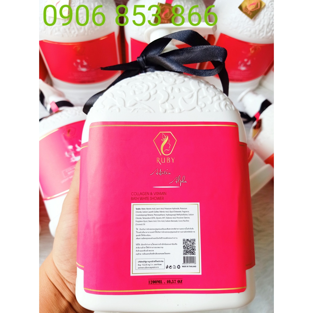 Sữa tắm trắng collagen nước hoa Ruby Thái Lan 1200ml, sữa tắm hương hoa quyến rũ làn da trắng mịn