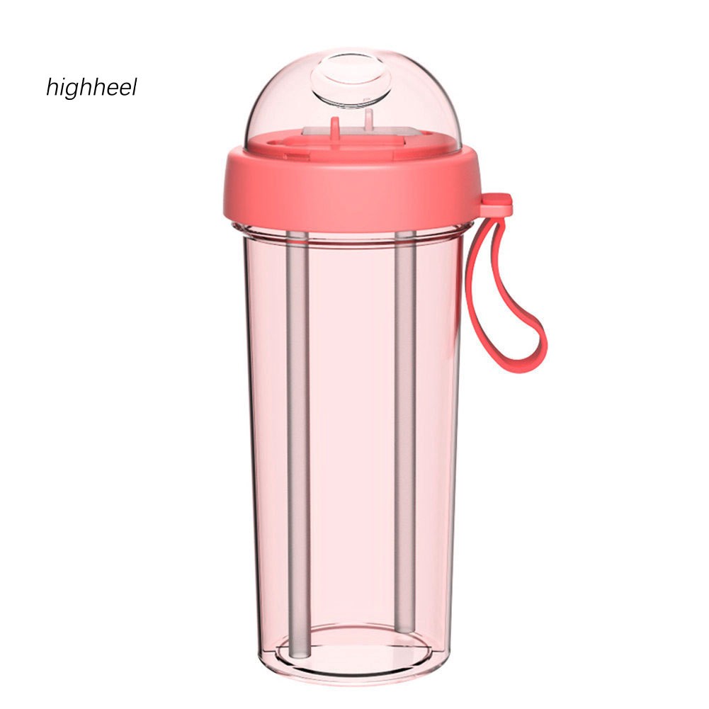 Bình nước di động 420/600ml chia 2 ngăn với hai ống hút dành cho cặp đôi | BigBuy360 - bigbuy360.vn
