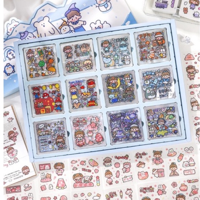 Sticker cute 1200 tấm hình dán dễ thương Lovely Book