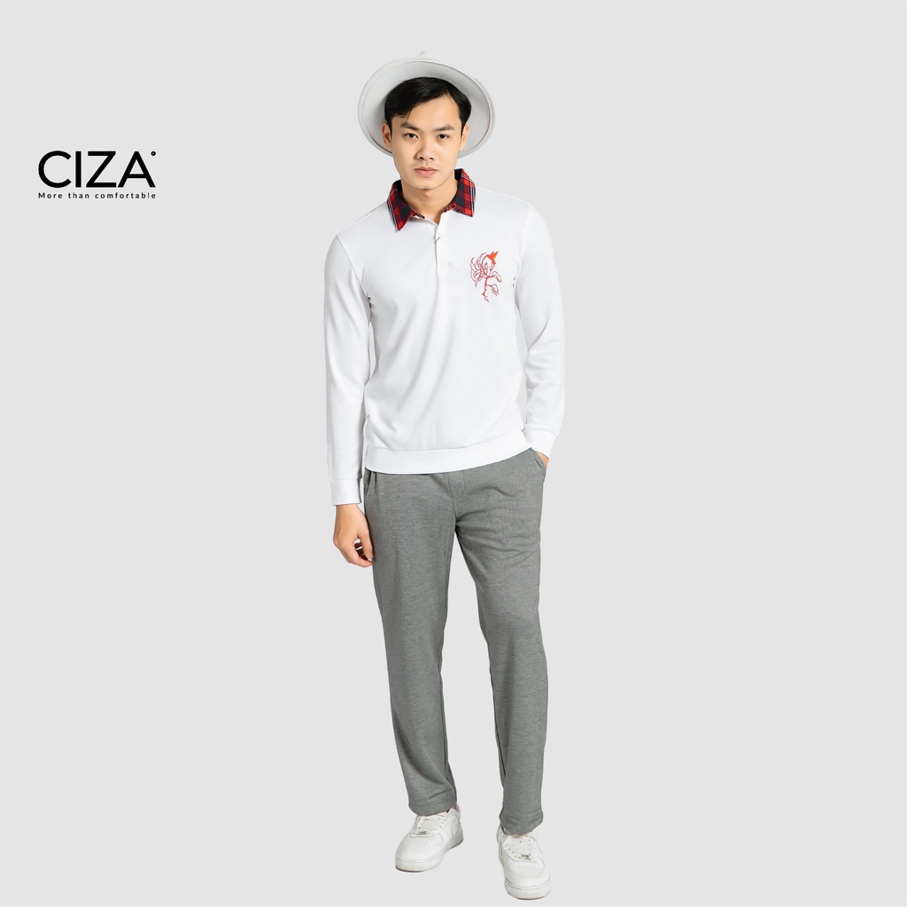 Áo polo dài tay nam CIZA vải cao cấp thêu in hình phong cách độc trẻ trung size S M L XL APDR01
