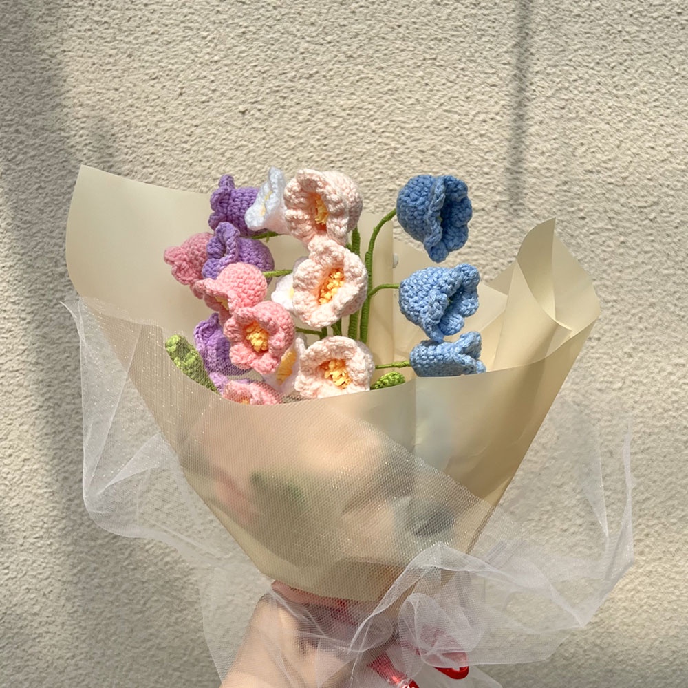 Bó Hoa Tulip Bằng Len Đan Thủ Công Lãng Mạn Trang Trí Ban Công / Phòng Ngủ / Đám Cưới DIY