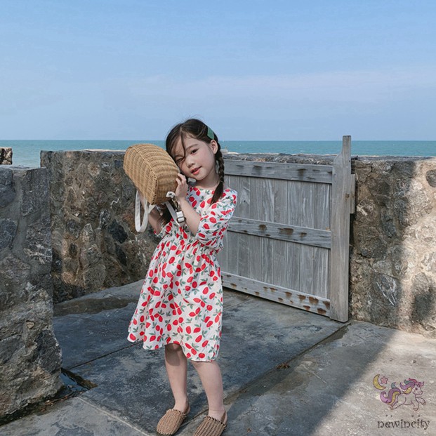 Đầm Bé Gái In Hình Quả Cherry