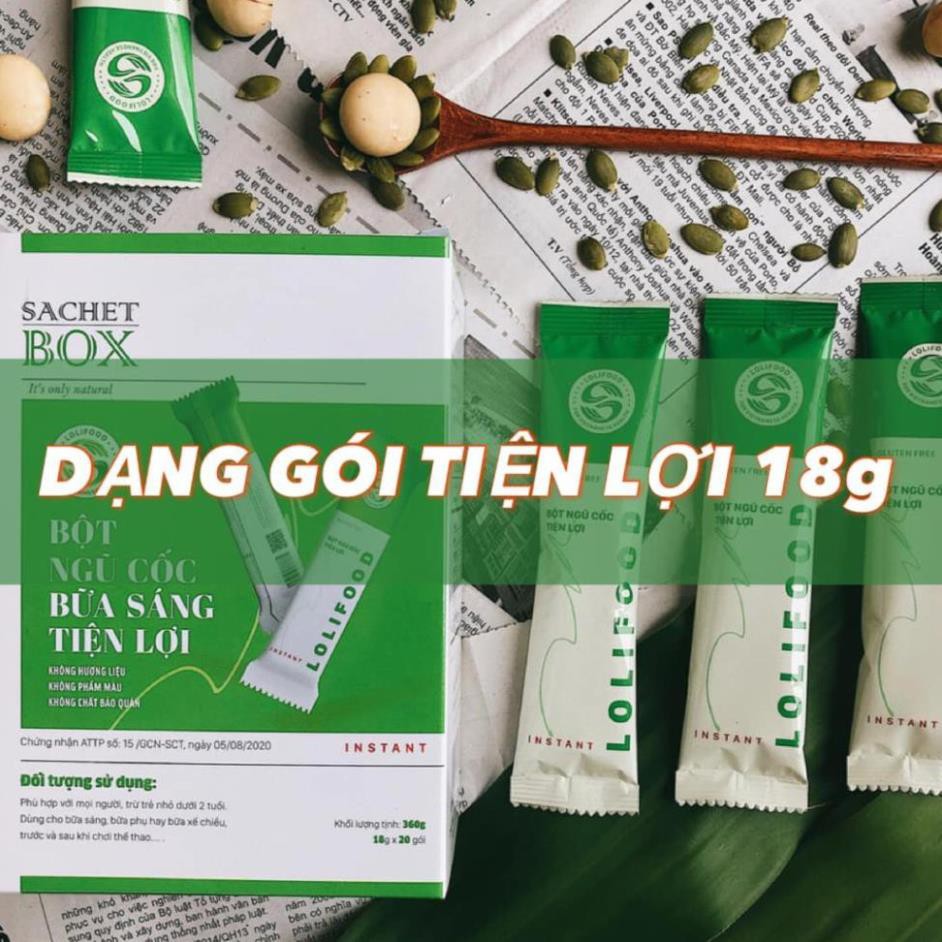 Bột ngũ cốc Lolifood bữa sáng tiện lợi 1 hộp 20 gói x 18g