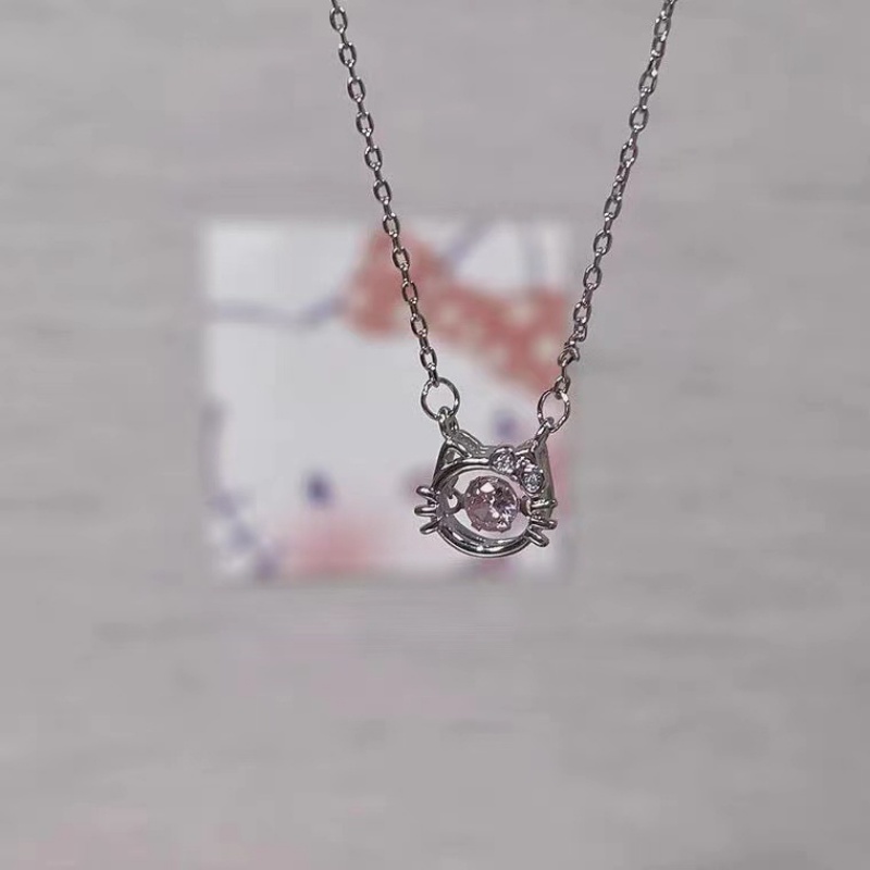 Vòng cổ Mạ Bạc Mặt Mèo Hello Kitty Đính Đá Dễ Thương