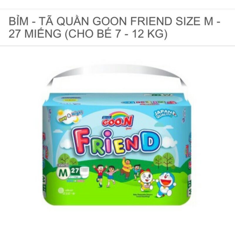 Bỉm quần GOON FRIEND MẪU MỚI (M54+6),(L46+5),(XL40+6((XXL34+6)