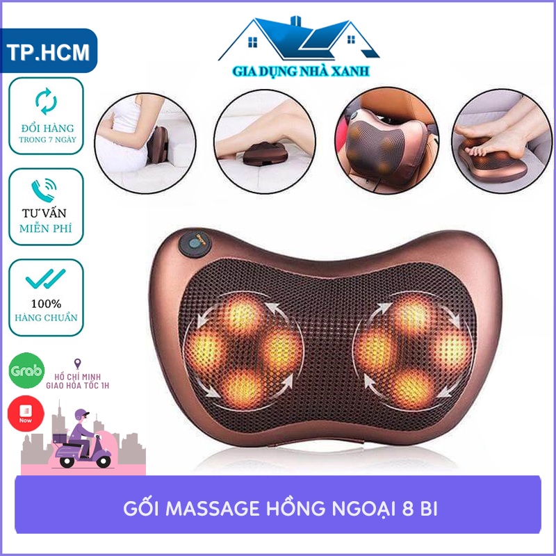 Máy massage cổ, gối massage cổ vai gáy hồng ngoại 8 bi, công nghệ nhật bản, bảo hành 6 tháng