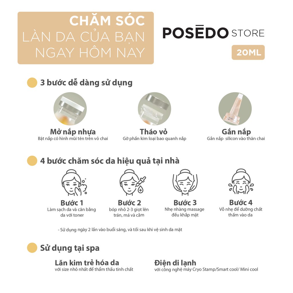 Serum căng bóng dưỡng sáng Posedo Idebenone Ampoule 20ml trẻ hóa da cao cấp chính hãng Hàn Quốc | BigBuy360 - bigbuy360.vn