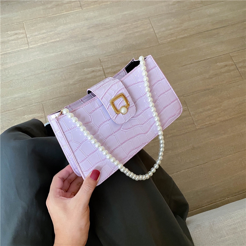 IELGY Túi đeo vai có đính ngọc trai phong cách retro cổ điển thời trang cho nữ