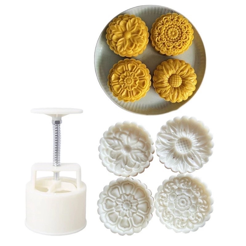 Khuôn trung thu lò xò 4 mặt hoa 150g/200g năm 2022