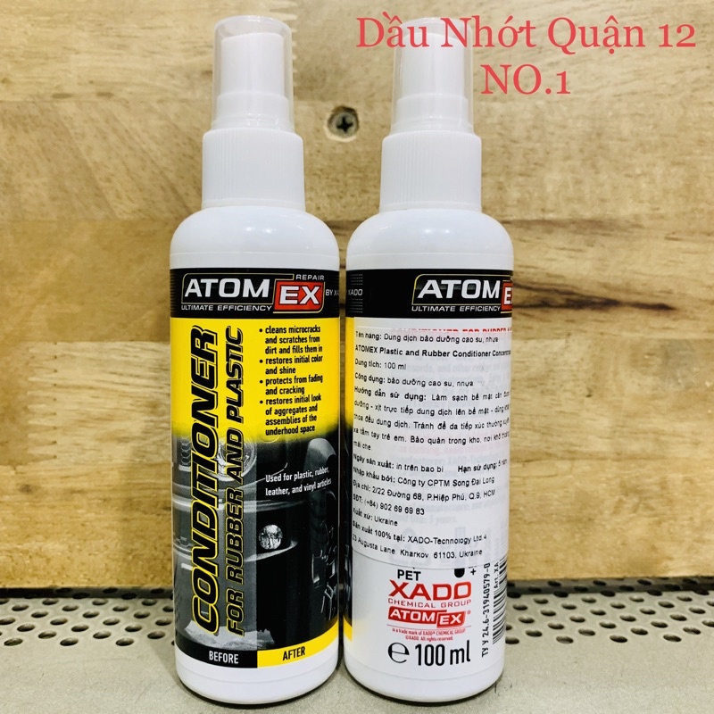 Dung Dịch Dưỡng Nhựa Nhám - Đen Bóng Vỏ Xe XADO ATOMEX Plastic and Rubber Conditioner Concentrate 100ML - Made in Xado