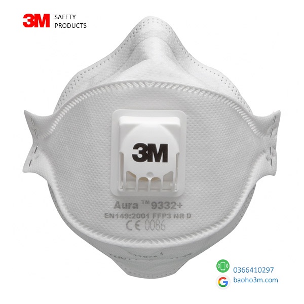 3M 9332+FFP3 [Lẻ]-khẩu trang KF94 có van chống dịch, chống bụi PM2.5 -dùng cho nhân viên y tế & công việc phát sinh bụi