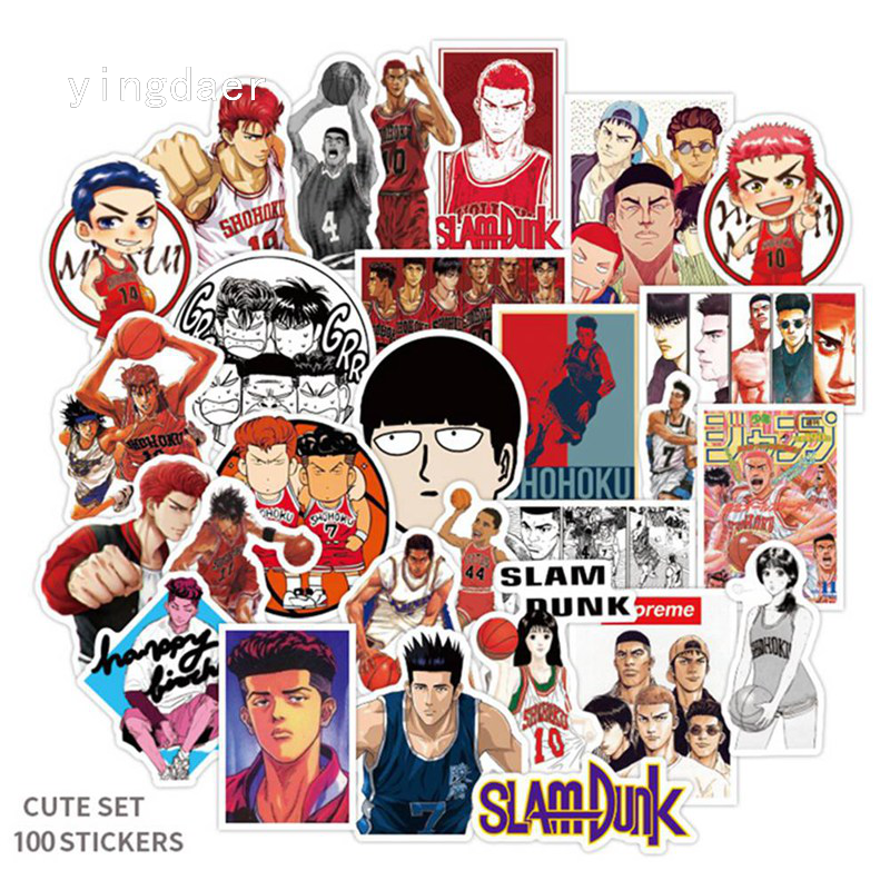 Set 100 sticker hình anime SLAM Dunk dán trang trí