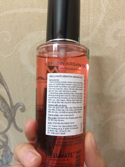 Tinh dầu dưỡng tóc Wellmate Keratin Argan Oil 120ml ( màu vàng) | BigBuy360 - bigbuy360.vn