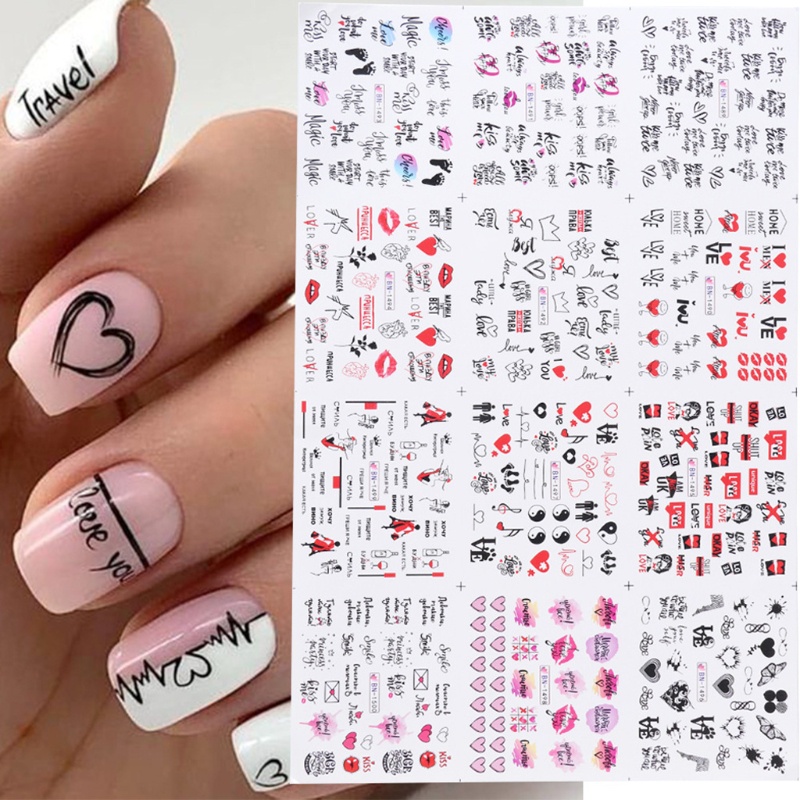 [Hàng mới về] Set 12 tờ miếng dán trang trí móng họa tiết thời trang DIY