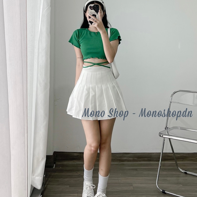 Áo croptop thun gân dây cột bụng hàng hottrend mùa hè Ảnh thật/ sẵn