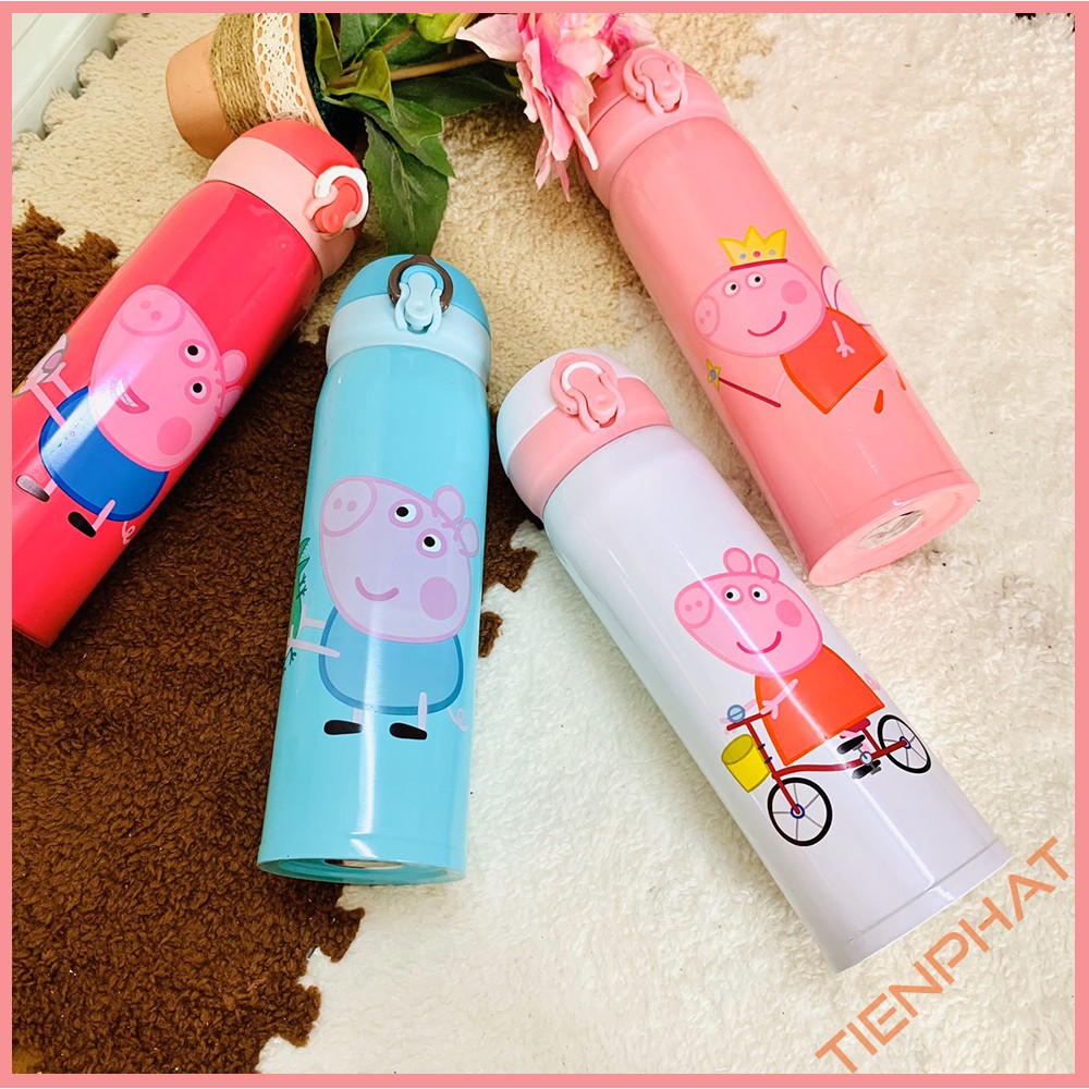 Bình giữ nhiệt 500ml cute - Bình giữ nhiệt heo peppa (ảnh + video thật)