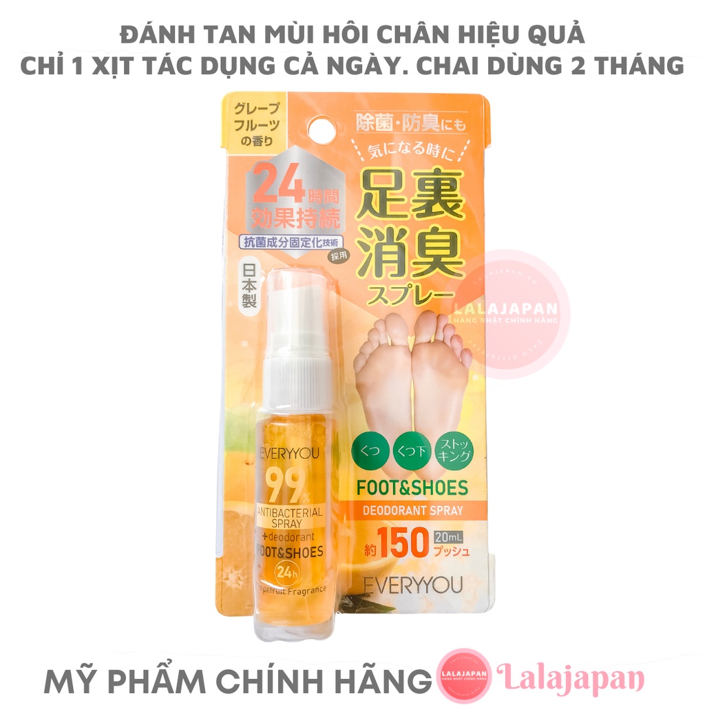 Xịt khử mùi hôi chân Everyyou Nhật Bản ngăn mùi hôi ở lòng bàn chân và giày vớ