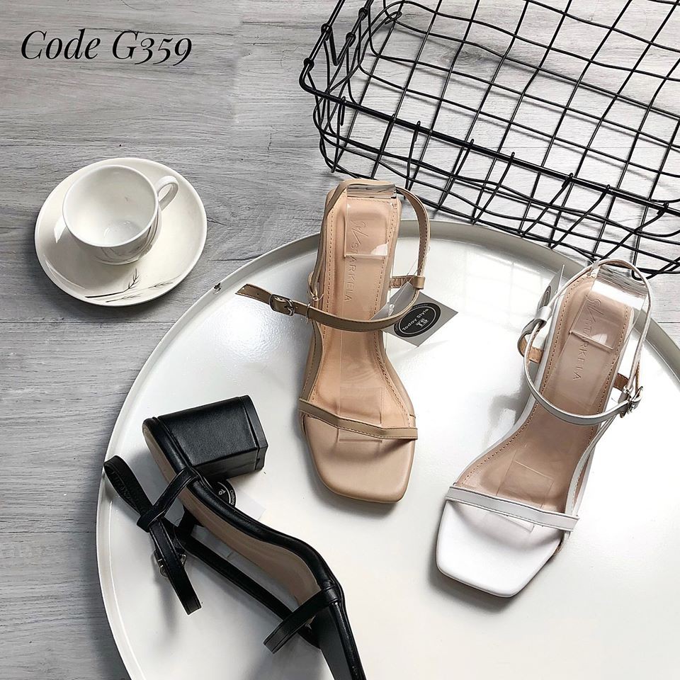 Sandal gót vuông 6p quai mảnh Today Style da mềm G359