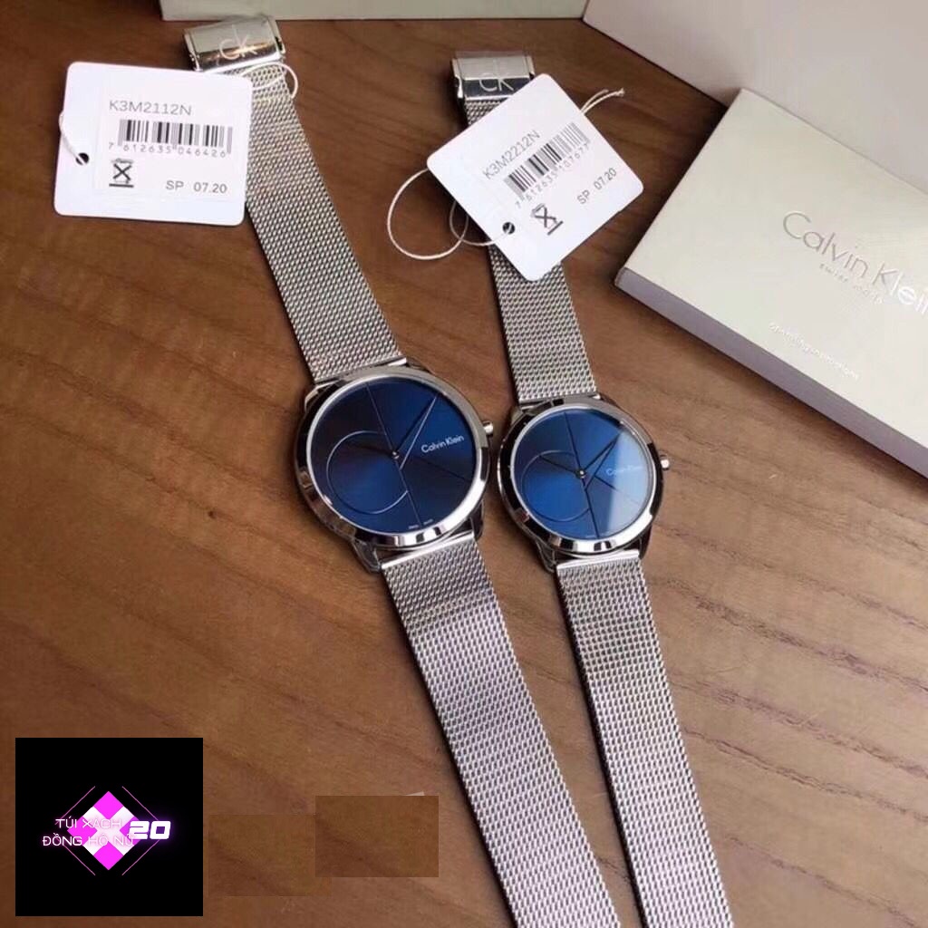 Đồng hồ đôi Calvin Klein Minimal Blue Dial  K3M2112N &amp; K3M2212N ; Black K3M214X1 &amp; K3M224X1 . 40mm &amp; 35mm. 3atm