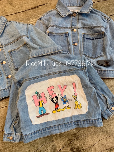 Áo khoác nhẹ Jean Mềm Hình Mickey xuất xịn cho bé