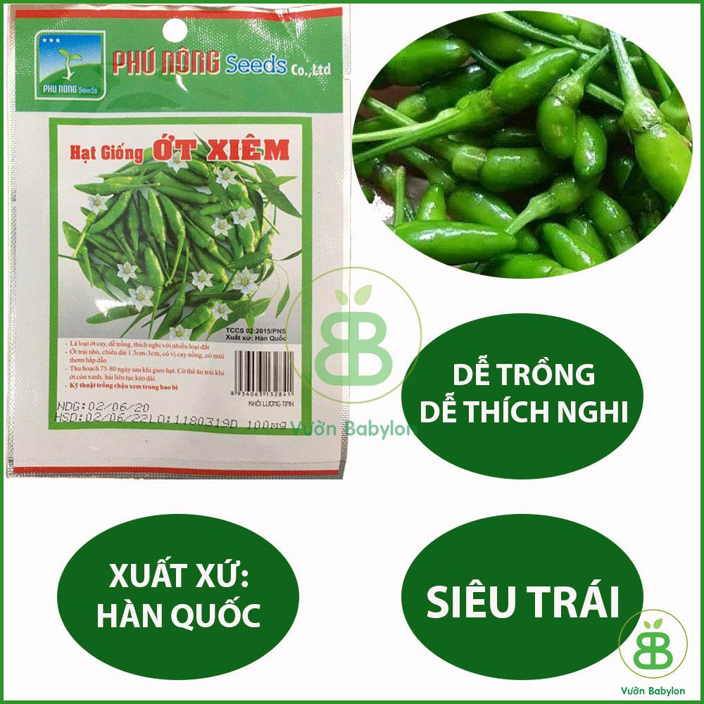 Hạt Giống Ớt Xiêm Cao Sản 0,1Gr - Hạt Giống Ớt Xiêm Thái Lan Dễ Trồng, Sai Trái