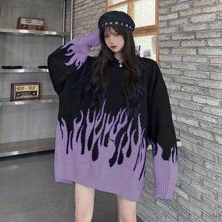 Áo len unisex họa tiết lửa [hàng order]