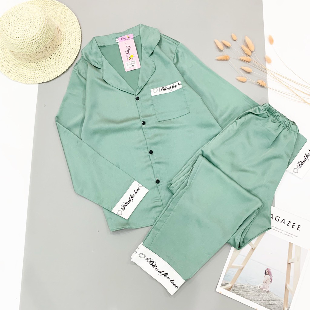 Đồ Bộ Pijama Dài Tay, Bộ Ngủ Lụa Tiểu Thư Áo Cộc, Quần Dài Viền Thêu Chữ Ký Kiểu Dáng Trẻ Trung - 𝑴𝑰𝑵𝑺𝑯𝑶𝑷 | BigBuy360 - bigbuy360.vn