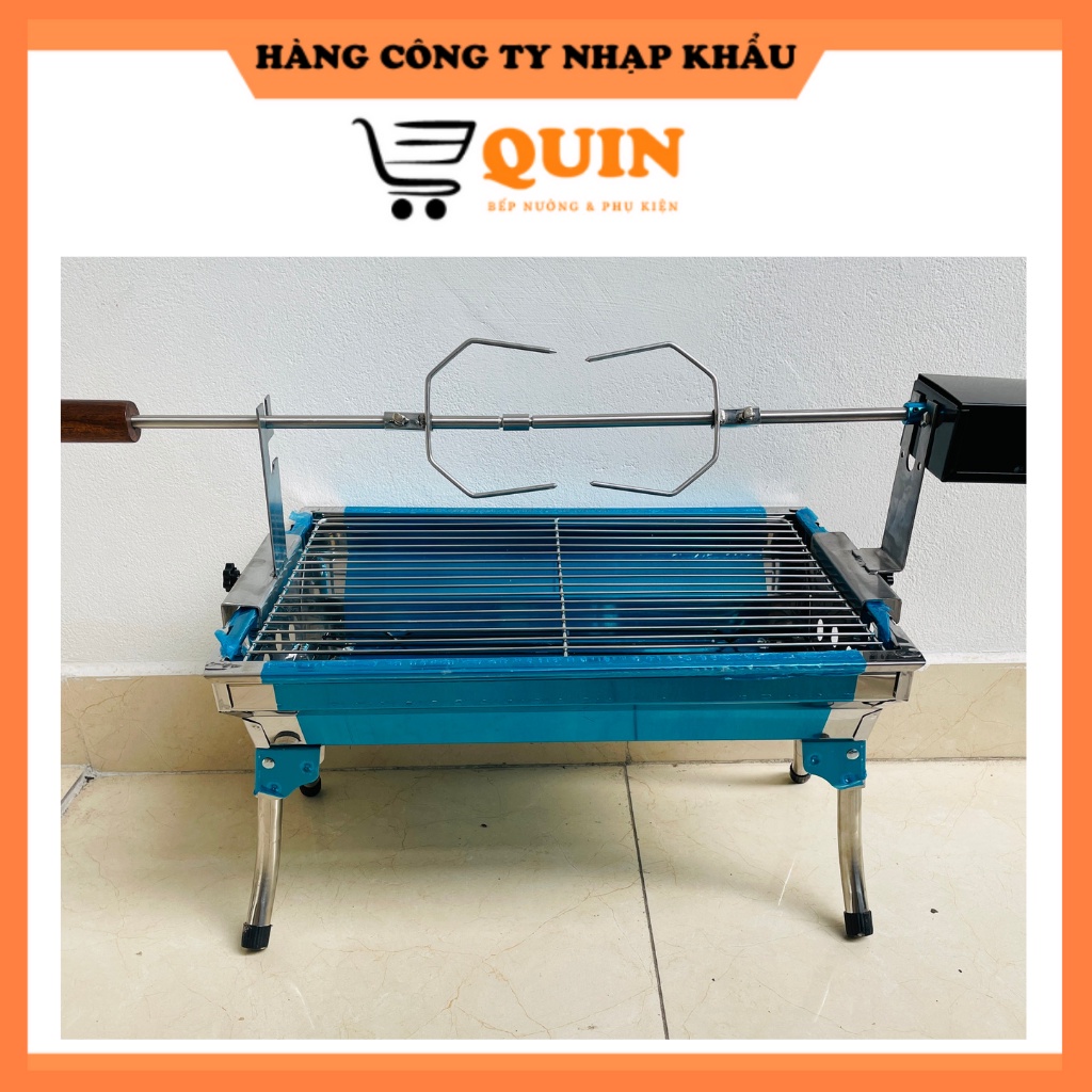 Máy nướng thịt chả lò quay gà vịt mini bếp nướng than hoa mô tơ tự động thông minh