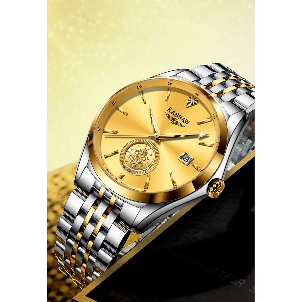 Đồng hồ nam chính hãng KASSAW K999-2  Kính sapphire ,chống xước,Chống nước ,BH 24 tháng,Máy cơ (Automatic) ,dây da xịn